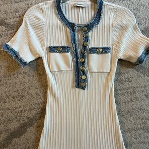 Sandro Knit and Denim Midi Dress Size 36